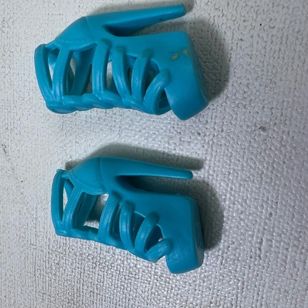 Barbie Turquoise Blue Heart Strappy Gladiator Platform High Heel Doll Shoes